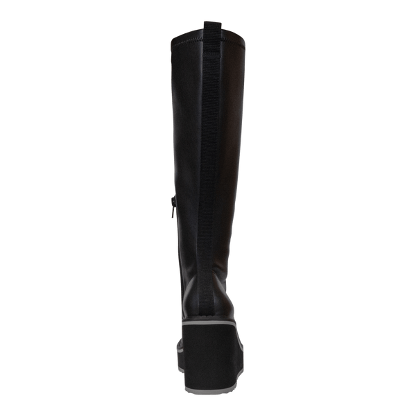 APEX in BLACK Wedge Knee High Boots