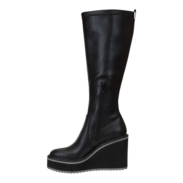 APEX in BLACK Wedge Knee High Boots