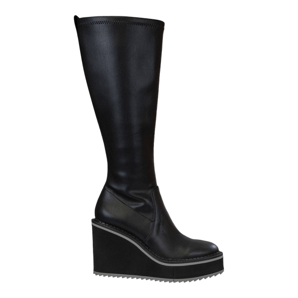 APEX in BLACK Wedge Knee High Boots