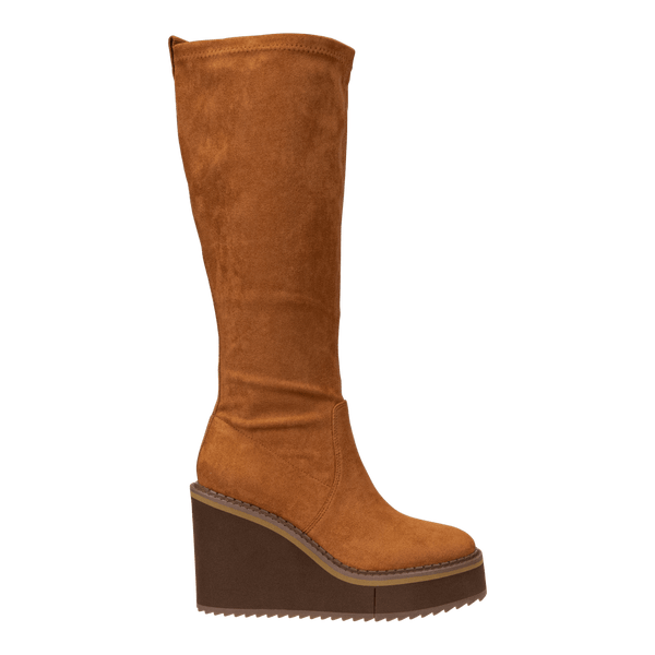 APEX in CAMEL Wedge Knee High Boots