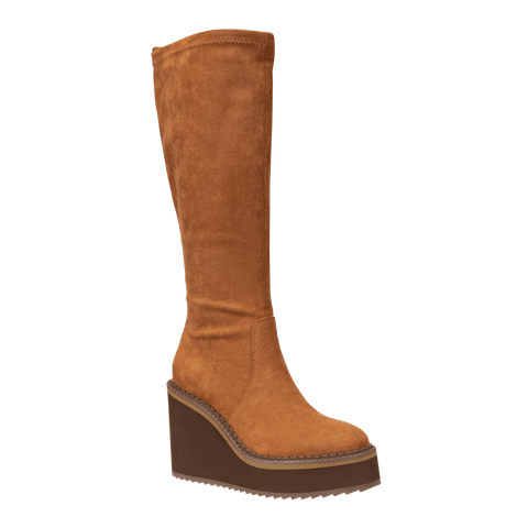 APEX in CAMEL Wedge Knee High Boots