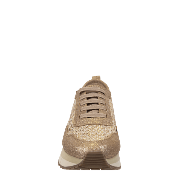 KINETIC in GOLD RAFFIA Platform Sneakers