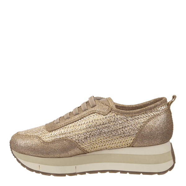 KINETIC in GOLD RAFFIA Platform Sneakers