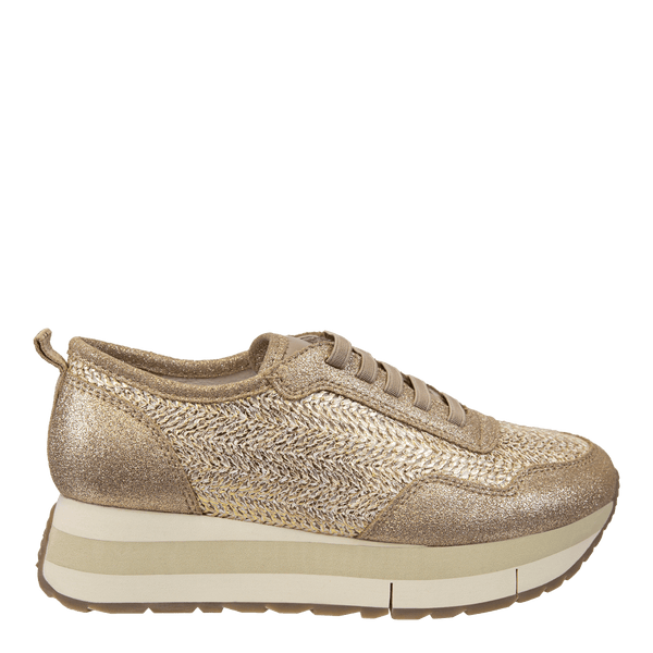 KINETIC in GOLD RAFFIA Platform Sneakers