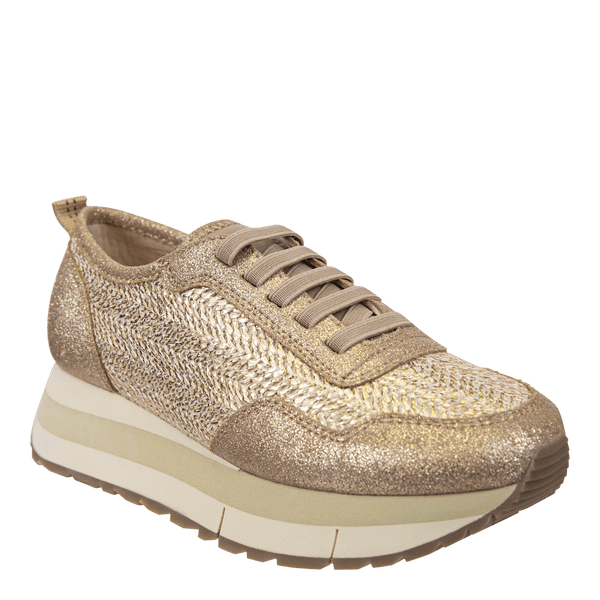 KINETIC in GOLD RAFFIA Platform Sneakers