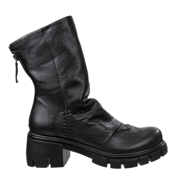 PROTOCOL in BLACK Heeled Mid Shaft Boots