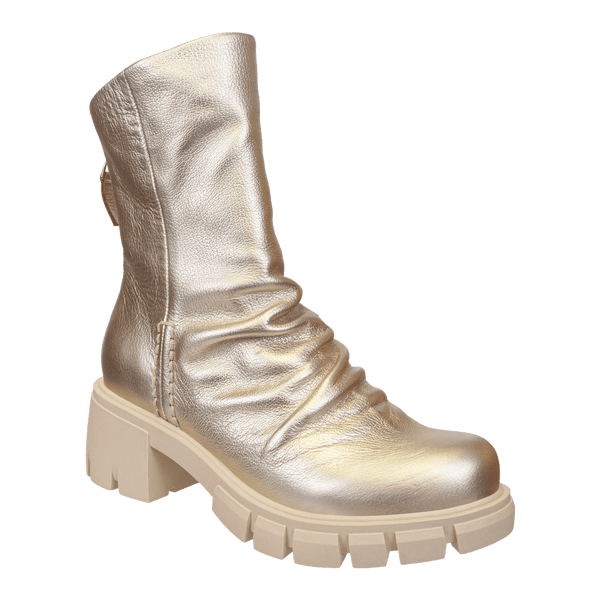 PROTOCOL in GOLD Heeled Mid Shaft Boots