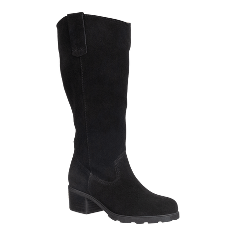 TALLOW in BLACK Heeled Mid Shaft Boots