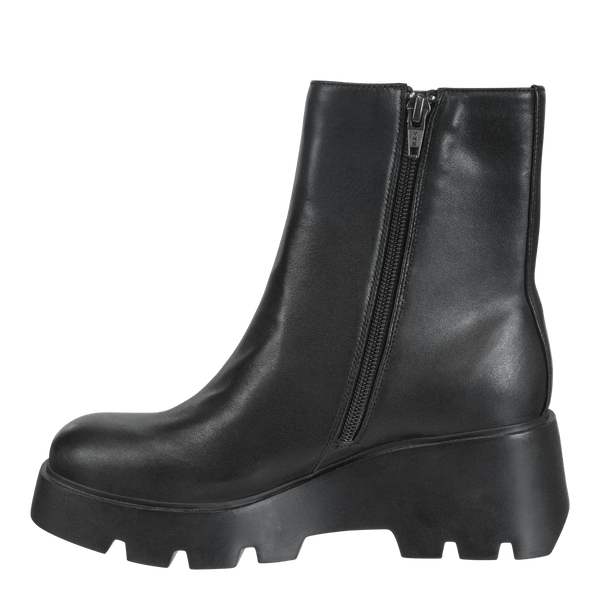XENUS in BLACK LEATHER Platform Ankle Boots